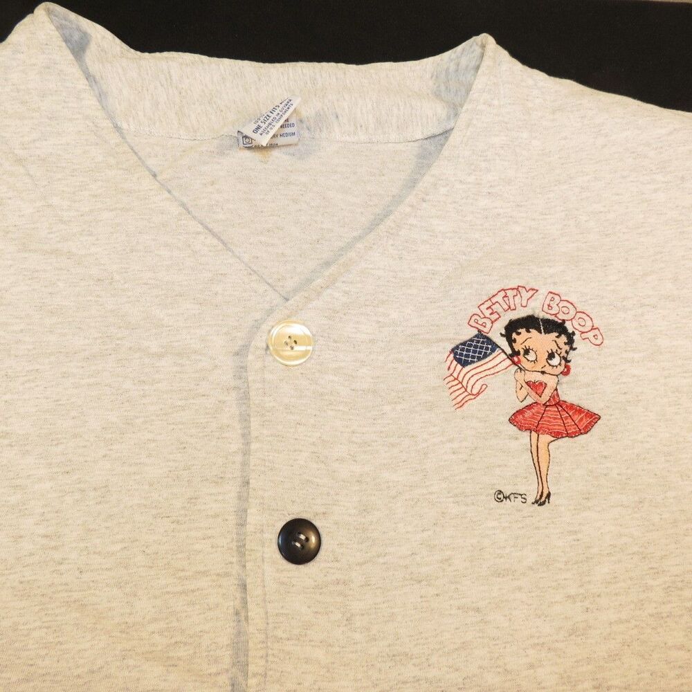 BETTY BOOP VINTAGE USA FLAG BASEBALL JERSEY SHIRT One Size KFS COLLEGE WEAR